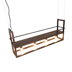 Smarte Hängelampe rostbraun mit Gestell inkl. 4 Wifi A60 - Cage Rack