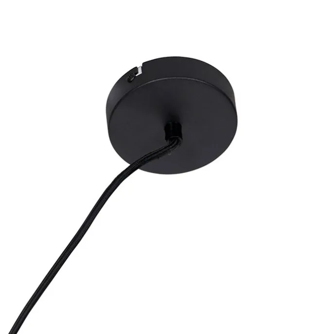 Smarte Hängelampe schwarz mit Holz und Gestell 4-flammig inkl. Wifi A60 - Cage Rack