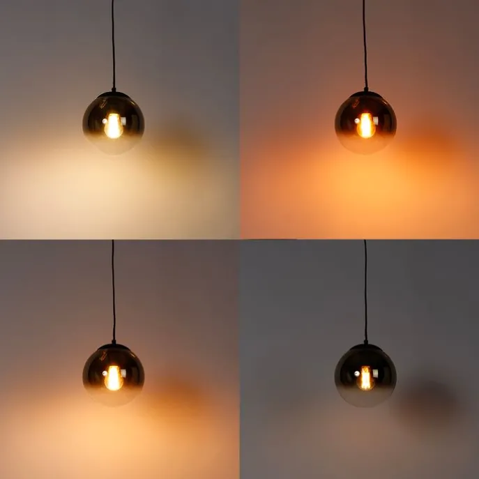 Smarte Hängelampe schwarz mit Goldglas 20 cm inkl. WiFi A60 - Pallon