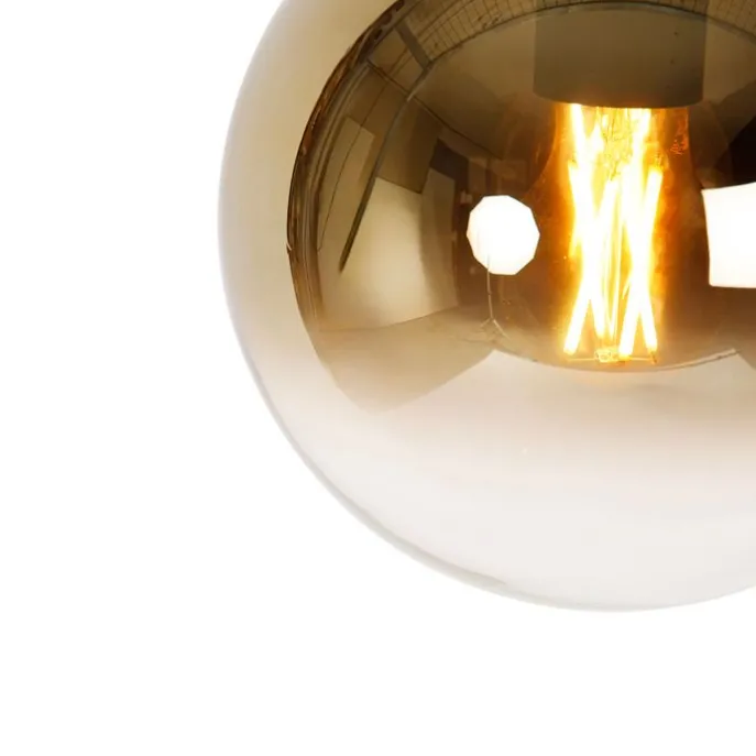 Smarte Hängelampe schwarz mit Goldglas 20 cm inkl. WiFi A60 - Pallon