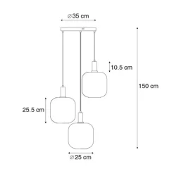 Smarte Hängelampe schwarz mit Rauchglas 3-flammig inkl. Wifi A60 - Zuzanna