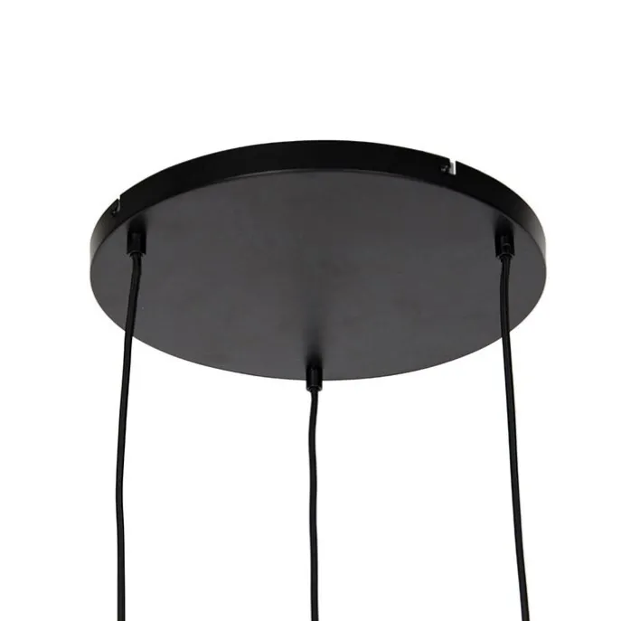 Smarte Hängelampe schwarz mit Rauchglas 3-flammig inkl. Wifi A60 - Zuzanna