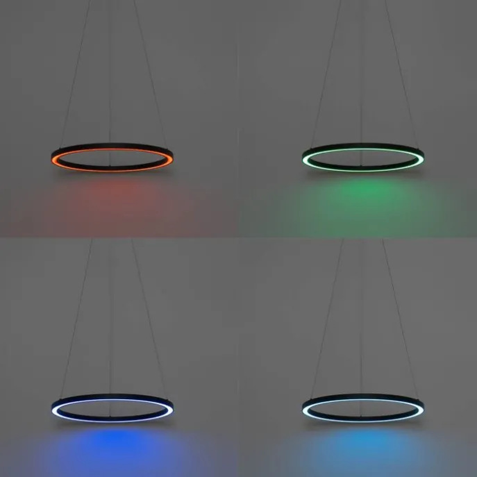 Smarte Hängelampe schwarz 60 cm inkl. LED und RGBW - Girello