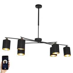 Smarte Hängelampe schwarz verstellbar inkl. 6 Wifi B35 - Lofty