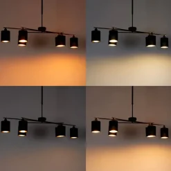 Smarte Hängelampe schwarz verstellbar inkl. 6 Wifi B35 - Lofty