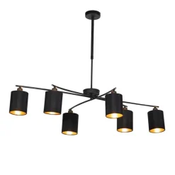 Smarte Hängelampe schwarz verstellbar inkl. 6 Wifi B35 - Lofty