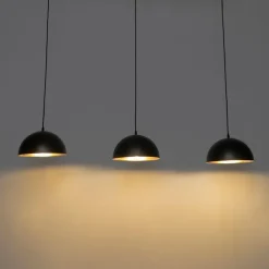 Smarte Hängelampe Schwarz mit Gold 3-flammig inkl. Wifi A60 - Magnax