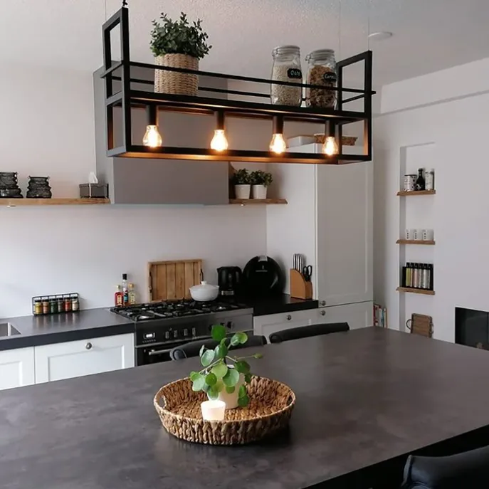 Smarte Hängelampe schwarz mit Rack inkl. 4 WiFi A60 - Cage Rack