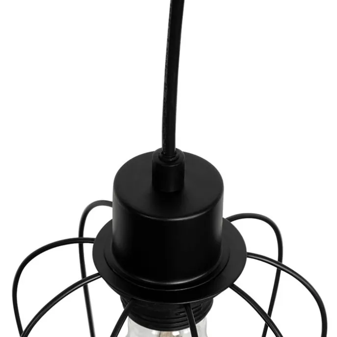 Smarte Hängelampe schwarz mit Holz inkl. 4 Wifi A60 - Stunk