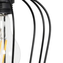 Smarte Hängelampe schwarz mit Holz inkl. 4 Wifi A60 - Stunk