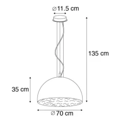 Smarte Hängelampe Schwarz mit Gold 70 cm inkl. WLAN A60 - Magna