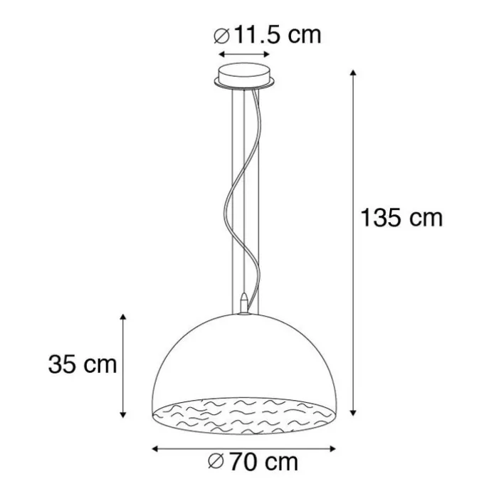 Smarte Hängelampe Schwarz mit Gold 70 cm inkl. WLAN A60 - Magna