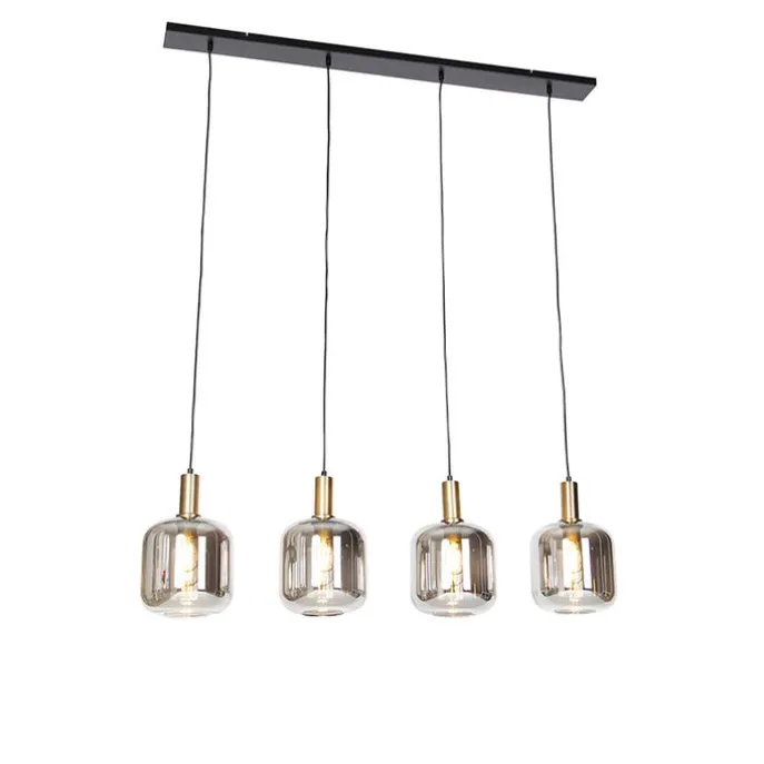 Smarte Hängelampe schwarz mit Rauchglas 4-flammig inkl. Wifi A60 - Zuzanna