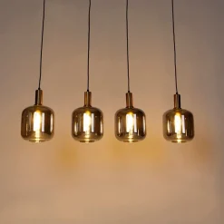 Smarte Hängelampe schwarz mit Rauchglas 4-flammig inkl. Wifi A60 - Zuzanna