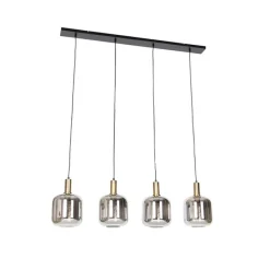 Smarte Hängelampe schwarz mit Rauchglas 4-flammig inkl. Wifi A60 - Zuzanna