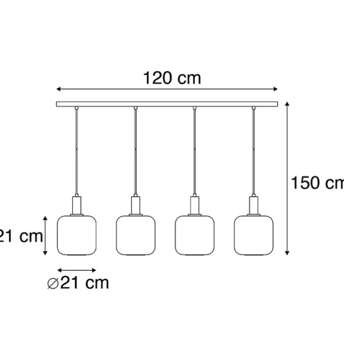 Smarte Hängelampe schwarz mit Rauchglas 4-flammig inkl. Wifi A60 - Zuzanna