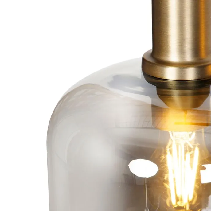 Smarte Hängelampe schwarz mit Rauchglas 4-flammig inkl. Wifi A60 - Zuzanna