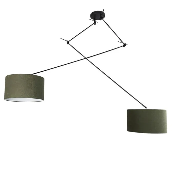 Smarte Hängelampe schwarz mit Schirm 35 cm grün inkl. 2 Wifi A60- Blitz