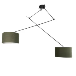 Smarte Hängelampe schwarz mit Schirm 35 cm grün inkl. 2 Wifi A60- Blitz