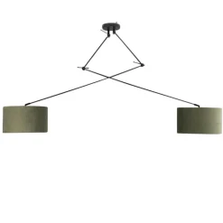 Smarte Hängelampe schwarz mit Schirm 35 cm grün inkl. 2 Wifi A60- Blitz