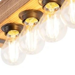 Smarte Industrie-Deckenleuchte Holz mit Stahl inkl. 4 WiFi A60 - Reena