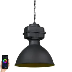 Smarte Industrie-Hängelampe schwarz 38,5 cm inkl. A60 WiFi - Sicko