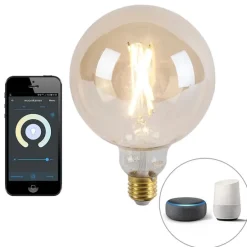 Smarte Industrie-Hängelampe schwarz mit gold 50 cm inkl. Wifi G125 - Magna Eco