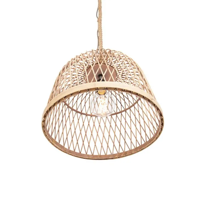 Smarte ländliche Hängelampe Rattan inkl. Wifi G125 Lichtquelle - Calamus