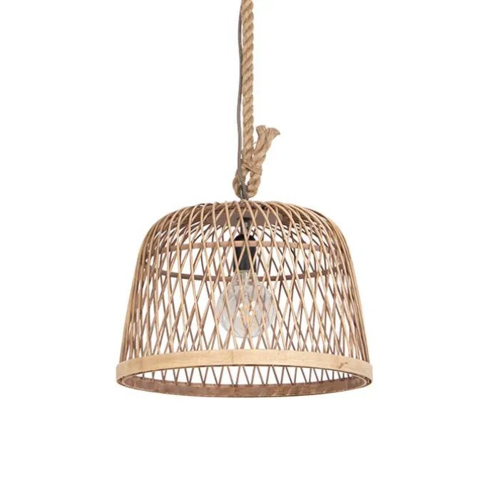 Smarte ländliche Hängelampe Rattan inkl. Wifi G125 Lichtquelle - Calamus