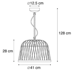 Smarte ländliche Hängelampe Rattan inkl. Wifi G125 Lichtquelle - Calamus