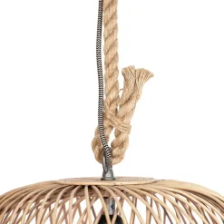 Smarte ländliche Hängelampe Rattan inkl. Wifi G125 Lichtquelle - Calamus