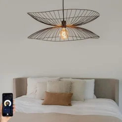 Smarte Pendelleuchte Dunkelbronze mit doppeltem Schirm inkl. Wifi G95 - Pua