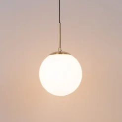 Smarte Pendelleuchte Gold mit Opalglas inkl. Wifi P45 - Flore