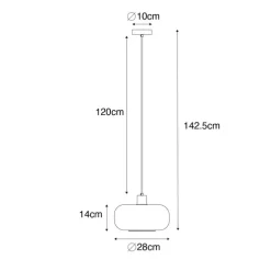 Smarte Pendelleuchte schwarz mit bernsteinfarbenem Glas inkl. WiFi A60 - Bizle