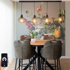 Smarte Pendelleuchte schwarz 4-flammig inkl. 4 Wifi G95 - Saffira