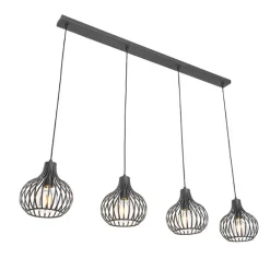 Smarte Pendelleuchte schwarz 4-flammig inkl. 4 Wifi G95 - Saffira