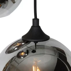 Smarte Pendelleuchte Schwarz mit Rauchglas inkl. 3 Wifi A60 - Wallace