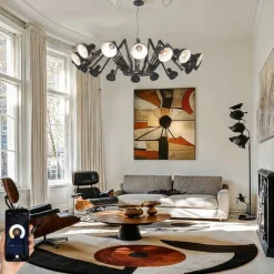 Smarte Pendelleuchte Schwarz 16-flammig Verstellbar Inkl. 16 Wifi A60 - Hobby Spinne