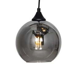 Smarte Pendelleuchte Schwarz mit Rauchglas Rund 7-flammig inkl. 7 Wifi A60 - Sandra