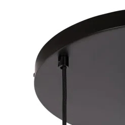 Smarte Pendelleuchte Schwarz mit Messing und bernsteinfarbenem Glas 3-flammig inkl. 3 Wifi G95 - Zuzanna