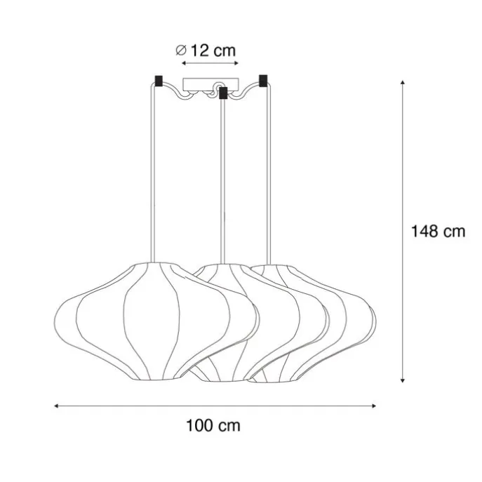 Smarte Pendelleuchte weiß 50cm 3-flammig inkl. 3 Wifi G95 - Plu