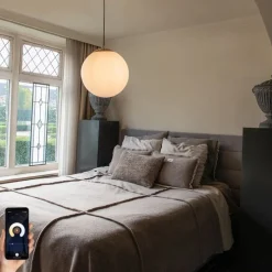 Smarte skandinavische Pendelleuchte Gold mit Opalglas 40cm inkl. WiFi A60 - Ball 40