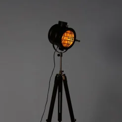 Smarte Stativ-Stehlampe Bronze mit Holz Studio Spot inkl. WiFi A60 - Radient