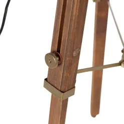 Smarte Stativ-Stehlampe Bronze mit Holz Studio Spot inkl. WiFi A60 - Radient