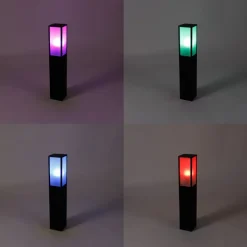 Smarte Steh-Außenleuchte schwarz mit geriffeltem Glas 80 cm inkl. WLAN A60 - Charlois