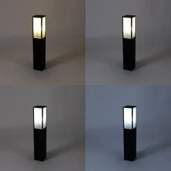 Smarte Steh-Außenleuchte schwarz mit geriffeltem Glas 80 cm inkl. WLAN A60 - Charlois