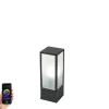 Smarte Steh-Außenleuchte schwarz mit geriffeltem Glas 40 cm inkl. WLAN A60 - Charlois