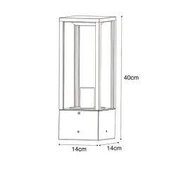 Smarte Steh-Außenleuchte schwarz mit geriffeltem Glas 40 cm inkl. WLAN A60 - Charlois