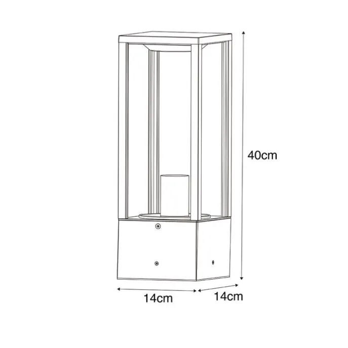 Smarte Steh-Außenleuchte schwarz mit geriffeltem Glas 40 cm inkl. WLAN A60 - Charlois