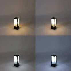 Smarte Steh-Außenleuchte schwarz mit geriffeltem Glas 40 cm inkl. WLAN A60 - Charlois